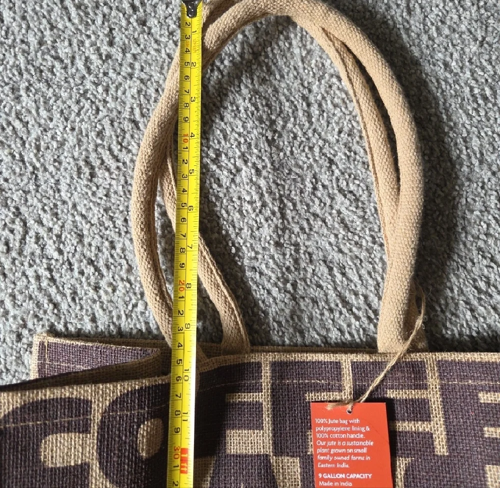 Trader Joe's Reusable Jute Tote Bag in Tan with Orange Accent 67 NWT